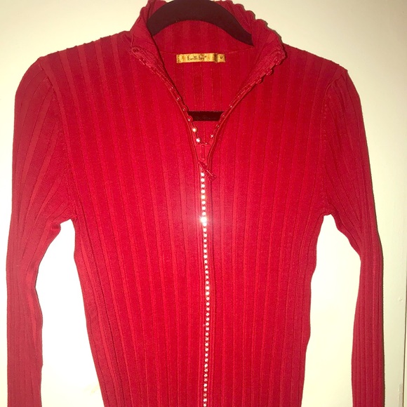 Belldini - Rhinestone Cardigan Ribbed Sweater. Me… - Picture 2 of 7
